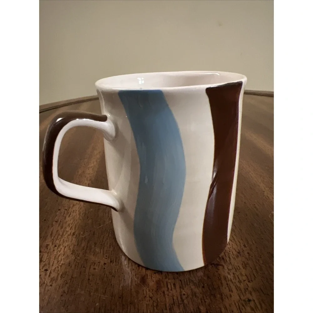 Hues N Brews 5 pc Nesting Tea/Coffee/Espresso set creamer pot cup/mug brown retr